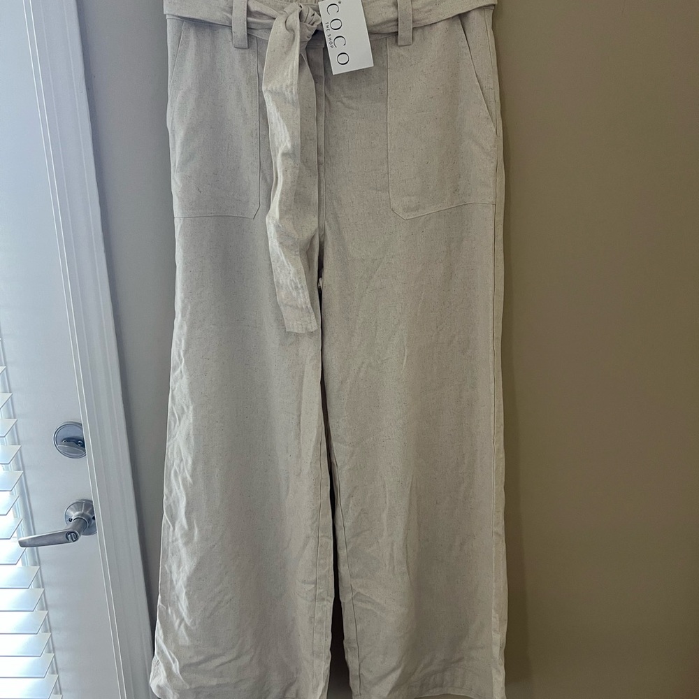 Beige Wide-Leg Trousers